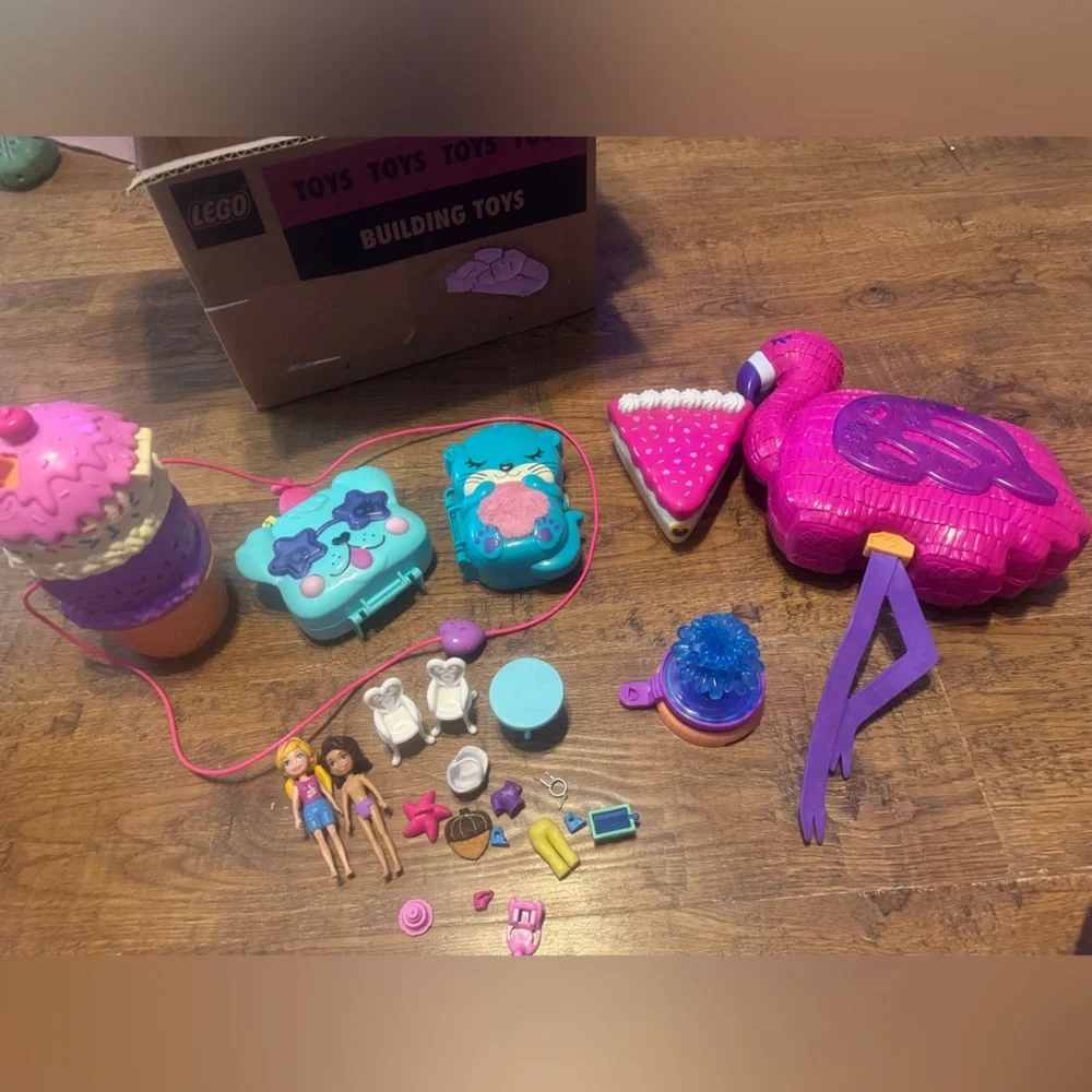 Polly pocket mega lot ice cream, flamingo, otter, birthday cake & puppy star - Picture 1 of 12